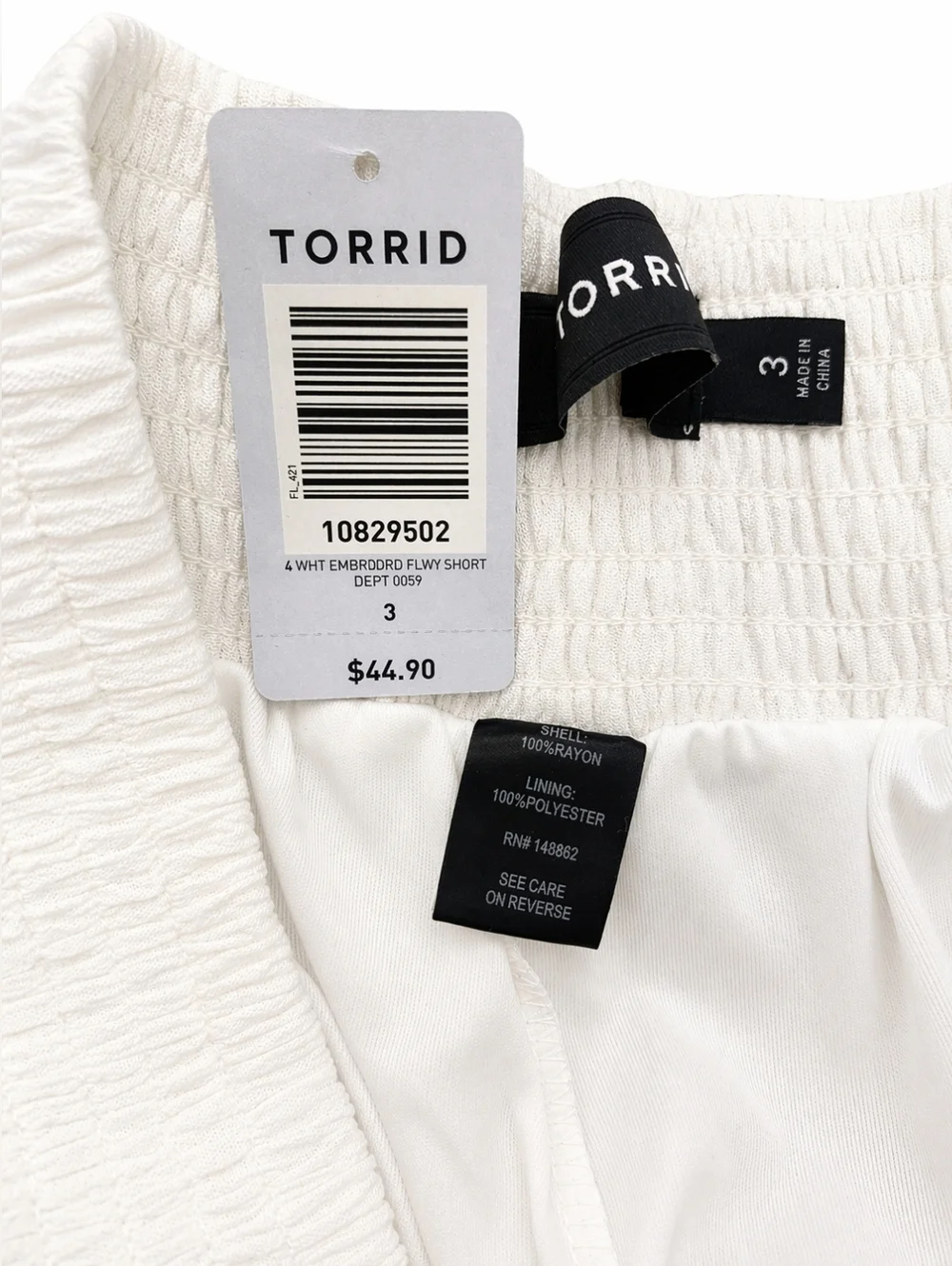 torrid Plus Size Off White Textured Shorts with Black Print Detail Size 22/24 - Picture 6 of 6